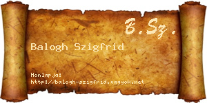 Balogh Szigfrid névjegykártya